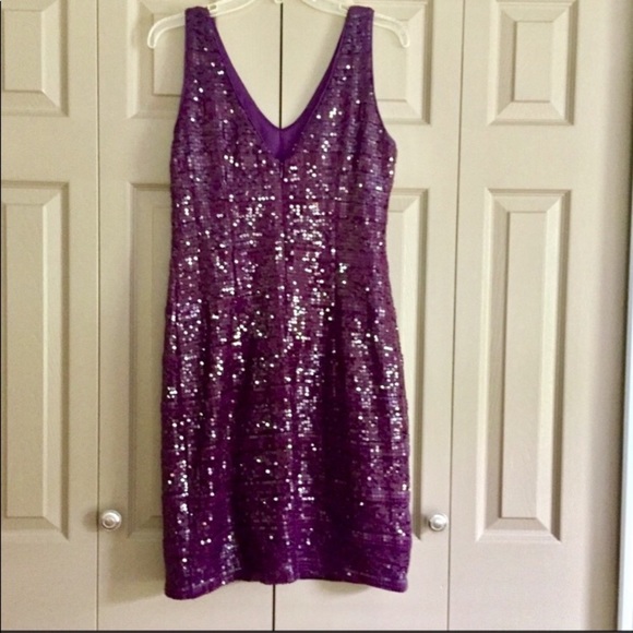 SD Collection Plum Sequin Dress - Picture 6 of 8